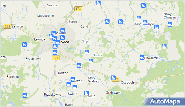 mapa Śmilcz, Śmilcz na mapie Targeo