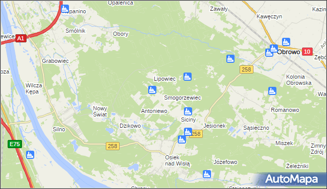 mapa Smogorzewiec, Smogorzewiec na mapie Targeo