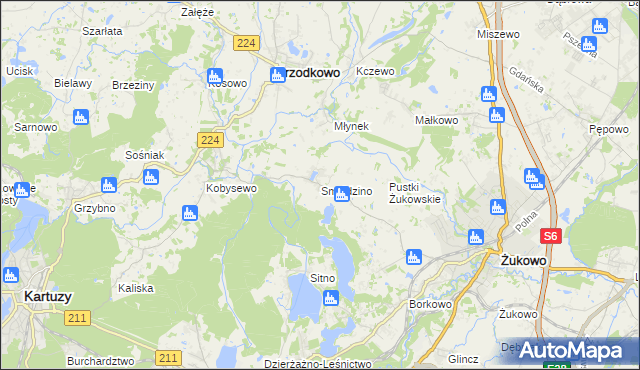 mapa Smołdzino gmina Przodkowo, Smołdzino gmina Przodkowo na mapie Targeo