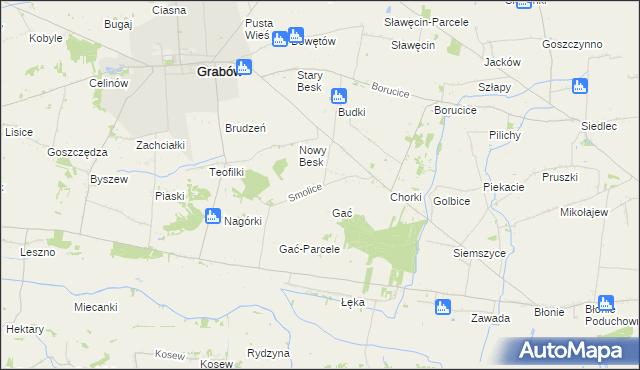 mapa Smolice gmina Grabów, Smolice gmina Grabów na mapie Targeo