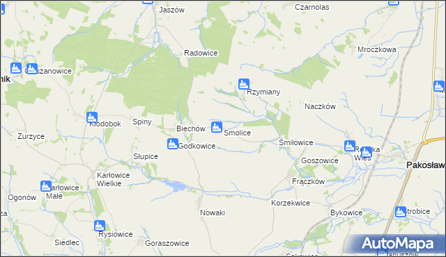 mapa Smolice gmina Pakosławice, Smolice gmina Pakosławice na mapie Targeo