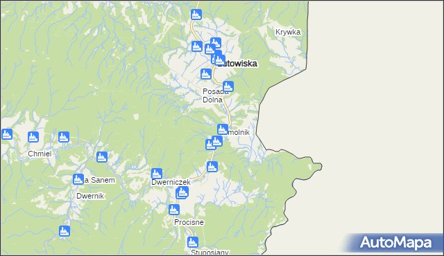 mapa Smolnik gmina Lutowiska, Smolnik gmina Lutowiska na mapie Targeo