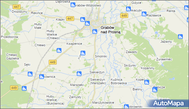 mapa Smolniki gmina Grabów nad Prosną, Smolniki gmina Grabów nad Prosną na mapie Targeo