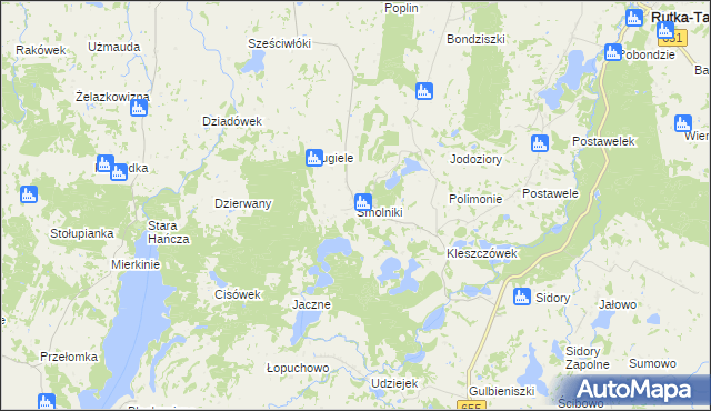 mapa Smolniki gmina Rutka-Tartak, Smolniki gmina Rutka-Tartak na mapie Targeo