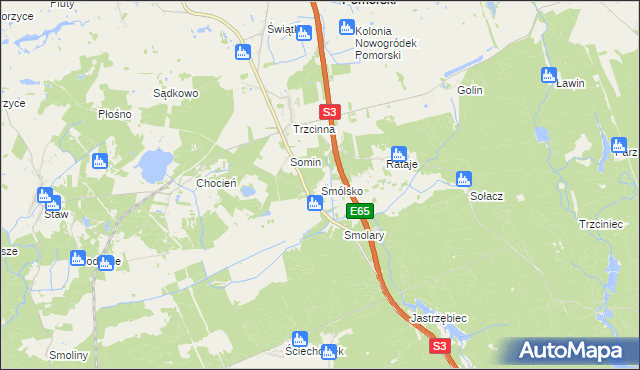 mapa Smólsko gmina Nowogródek Pomorski, Smólsko gmina Nowogródek Pomorski na mapie Targeo