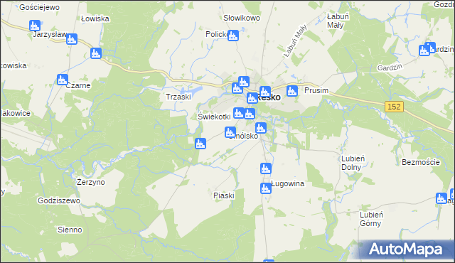 mapa Smólsko gmina Resko, Smólsko gmina Resko na mapie Targeo