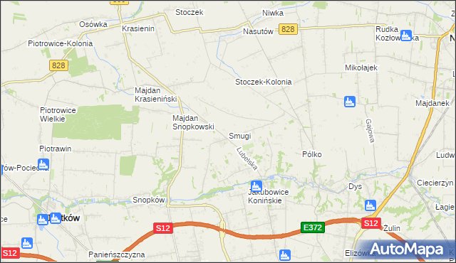 mapa Smugi gmina Jastków, Smugi gmina Jastków na mapie Targeo