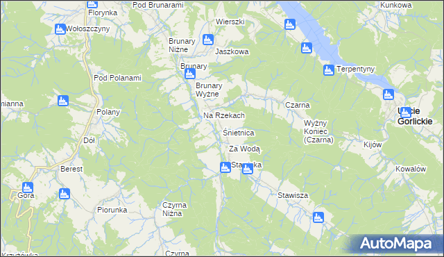 mapa Śnietnica, Śnietnica na mapie Targeo