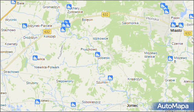 mapa Sobieski gmina Joniec, Sobieski gmina Joniec na mapie Targeo