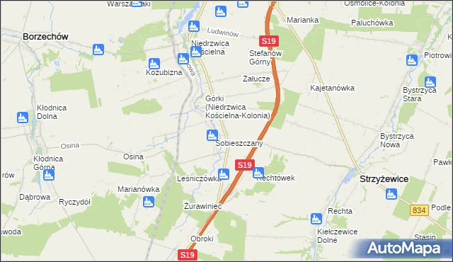 mapa Sobieszczany-Kolonia, Sobieszczany-Kolonia na mapie Targeo