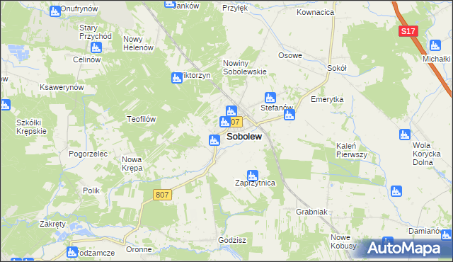 mapa Sobolew powiat garwoliński, Sobolew powiat garwoliński na mapie Targeo