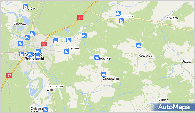 mapa Sobolice gmina Nowogród Bobrzański, Sobolice gmina Nowogród Bobrzański na mapie Targeo