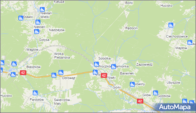 mapa Sobótka gmina Bliżyn, Sobótka gmina Bliżyn na mapie Targeo