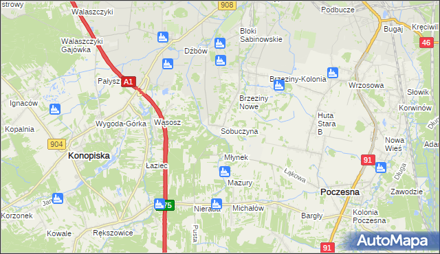 mapa Sobuczyna, Sobuczyna na mapie Targeo