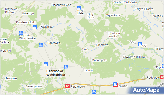 mapa Soje, Soje na mapie Targeo