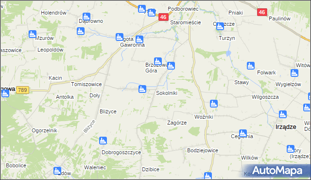 mapa Sokolniki gmina Niegowa, Sokolniki gmina Niegowa na mapie Targeo