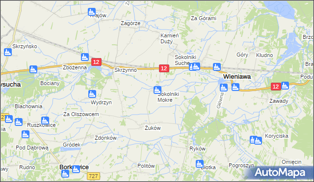 mapa Sokolniki Mokre, Sokolniki Mokre na mapie Targeo