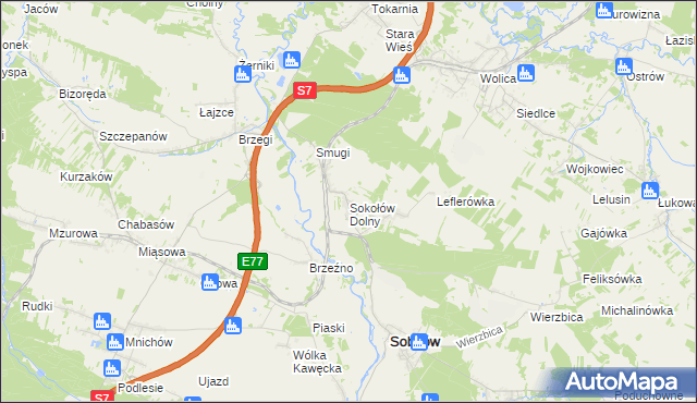 mapa Sokołów Dolny, Sokołów Dolny na mapie Targeo