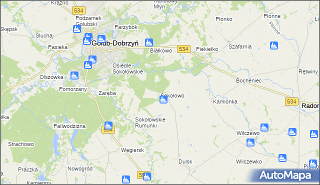 mapa Sokołowo gmina Golub-Dobrzyń, Sokołowo gmina Golub-Dobrzyń na mapie Targeo