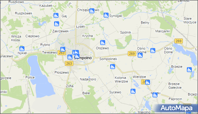 mapa Sompolinek, Sompolinek na mapie Targeo