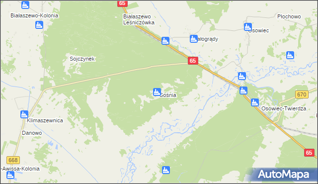 mapa Sośnia, Sośnia na mapie Targeo