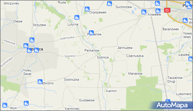 mapa Sośnica gmina Dobrzyca, Sośnica gmina Dobrzyca na mapie Targeo