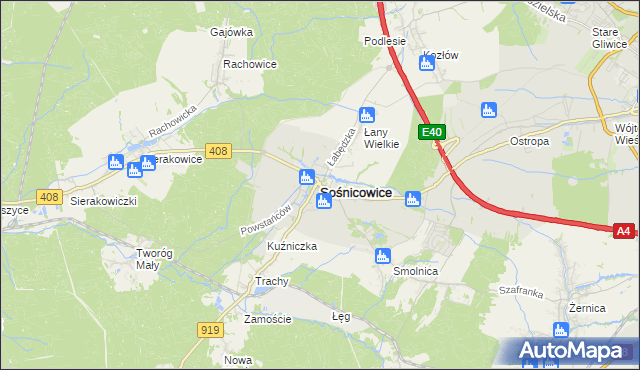 mapa Sośnicowice, Sośnicowice na mapie Targeo