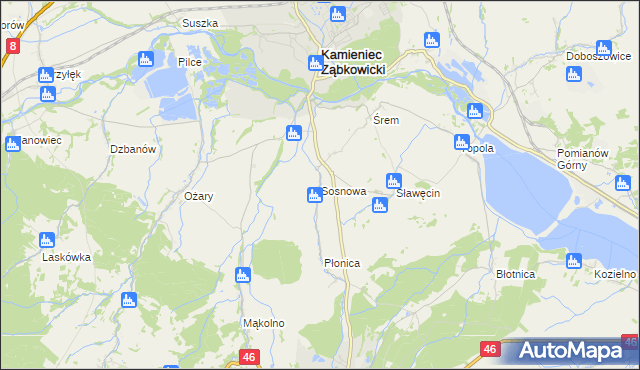 mapa Sosnowa, Sosnowa na mapie Targeo