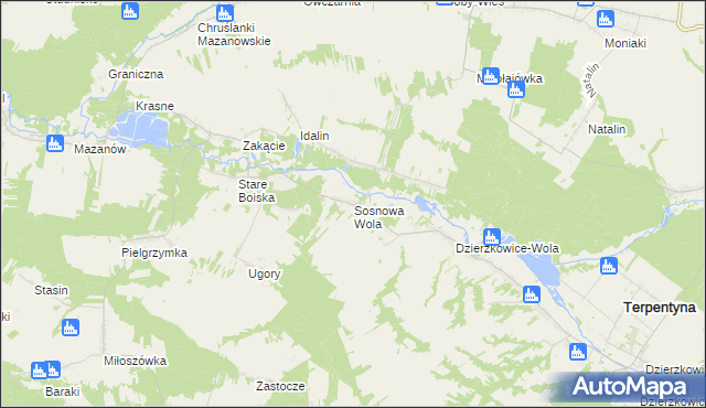 mapa Sosnowa Wola gmina Dzierzkowice, Sosnowa Wola gmina Dzierzkowice na mapie Targeo