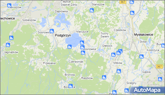 mapa Sosnówka gmina Podgórzyn, Sosnówka gmina Podgórzyn na mapie Targeo