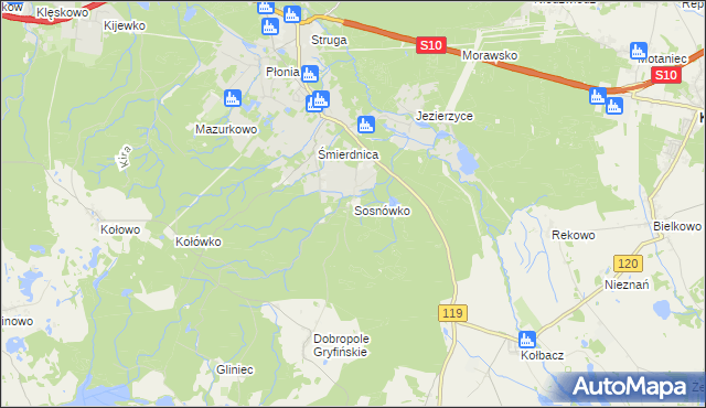 mapa Sosnówko gmina Stare Czarnowo, Sosnówko gmina Stare Czarnowo na mapie Targeo