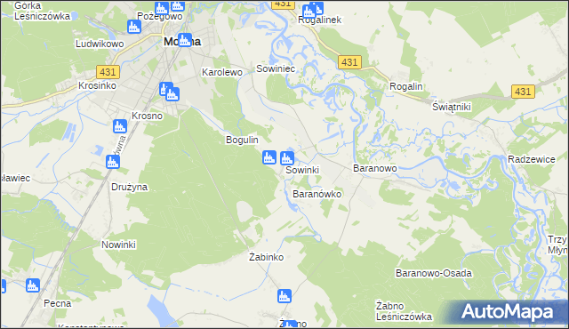 mapa Sowinki, Sowinki na mapie Targeo