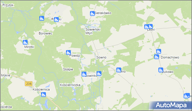 mapa Sowno gmina Sianów, Sowno gmina Sianów na mapie Targeo