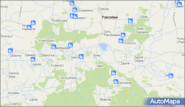 mapa Sowy gmina Pakosław, Sowy gmina Pakosław na mapie Targeo