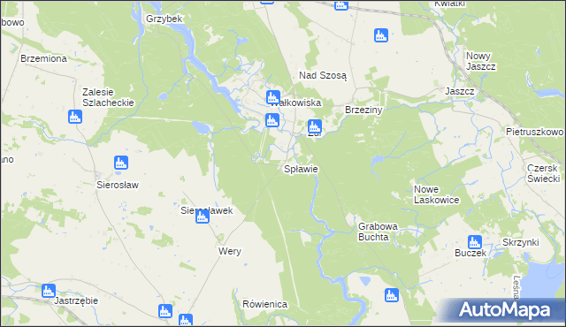 mapa Spławie gmina Drzycim, Spławie gmina Drzycim na mapie Targeo