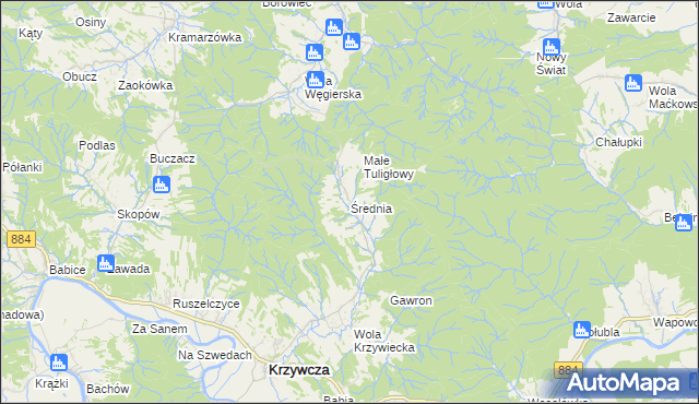 mapa Średnia, Średnia na mapie Targeo