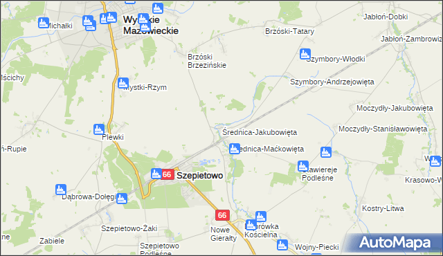 mapa Średnica-Jakubowięta, Średnica-Jakubowięta na mapie Targeo