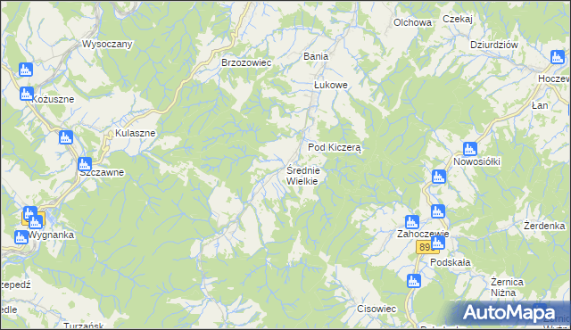 mapa Średnie Wielkie, Średnie Wielkie na mapie Targeo