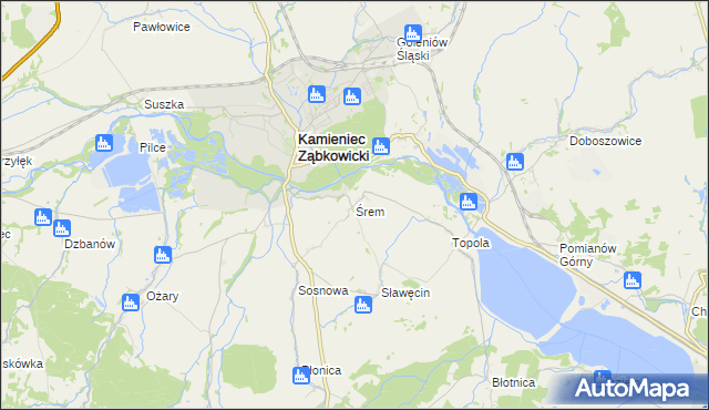 mapa Śrem gmina Kamieniec Ząbkowicki, Śrem gmina Kamieniec Ząbkowicki na mapie Targeo