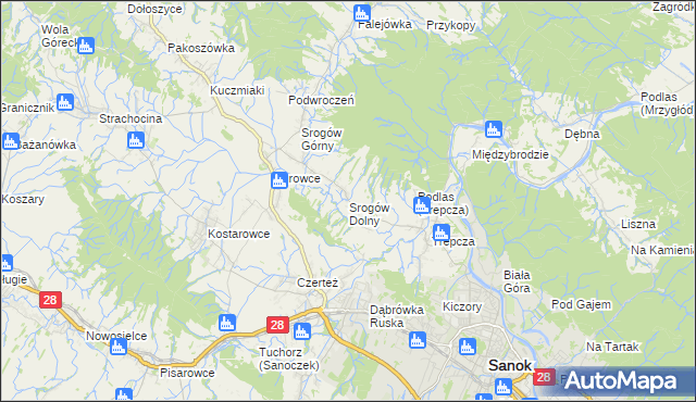 mapa Srogów Dolny, Srogów Dolny na mapie Targeo