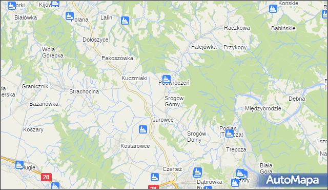 mapa Srogów Górny, Srogów Górny na mapie Targeo