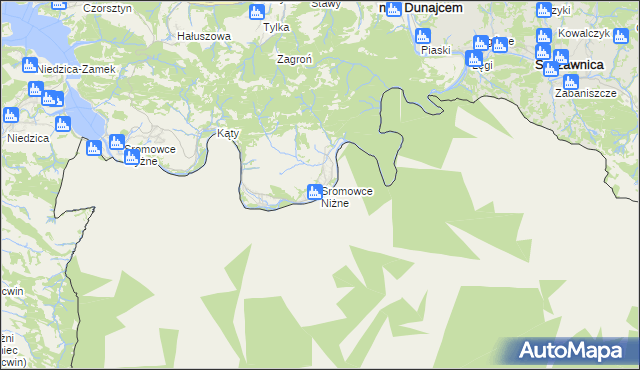 mapa Sromowce Niżne, Sromowce Niżne na mapie Targeo