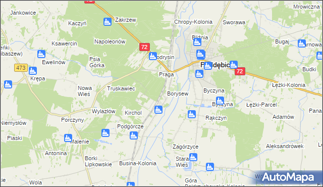 mapa Stacja Poddębice, Stacja Poddębice na mapie Targeo
