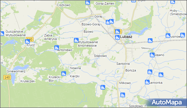 mapa Stajkowo gmina Lubasz, Stajkowo gmina Lubasz na mapie Targeo