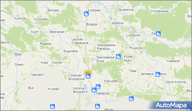 mapa Stanisławów Drugi gmina Szczerców, Stanisławów Drugi gmina Szczerców na mapie Targeo