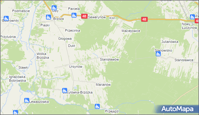 mapa Stanisławów gmina Głowaczów, Stanisławów gmina Głowaczów na mapie Targeo