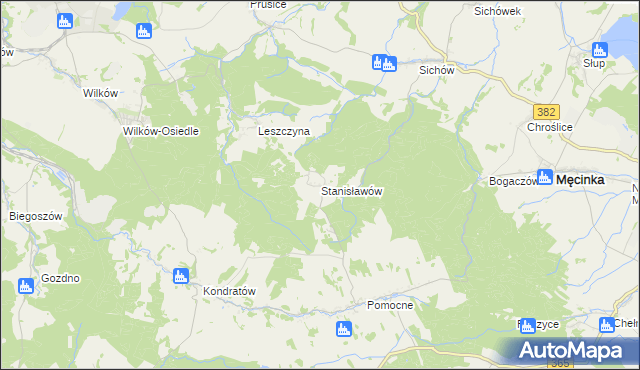mapa Stanisławów gmina Męcinka, Stanisławów gmina Męcinka na mapie Targeo