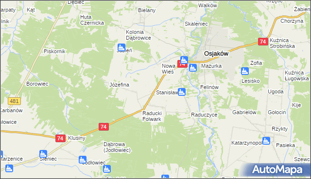 mapa Stanisławów gmina Osjaków, Stanisławów gmina Osjaków na mapie Targeo