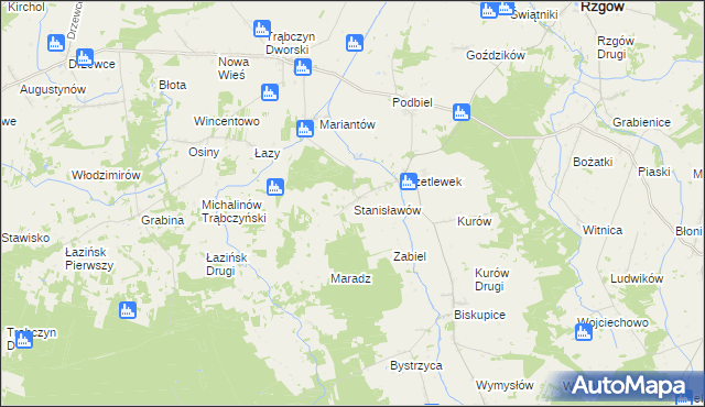 mapa Stanisławów gmina Zagórów, Stanisławów gmina Zagórów na mapie Targeo