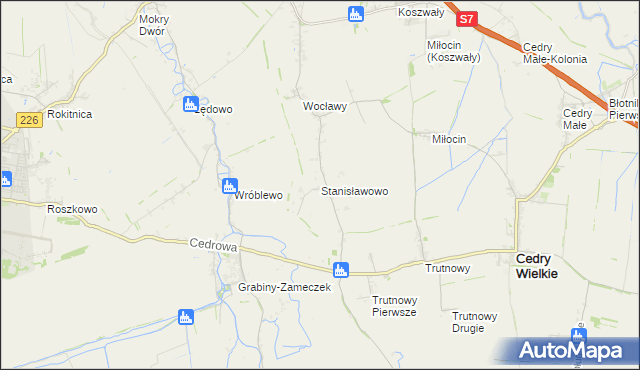 mapa Stanisławowo gmina Cedry Wielkie, Stanisławowo gmina Cedry Wielkie na mapie Targeo